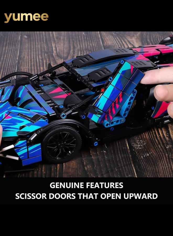 yumee Sports Car Building Blocks Super Sports Car Building Blocks Toys Adults,1:14 Scale Car Model Building Kit Toys,Collectible Race Car for 14+ Year Boys,Adult(806 Pieces) - Image 5